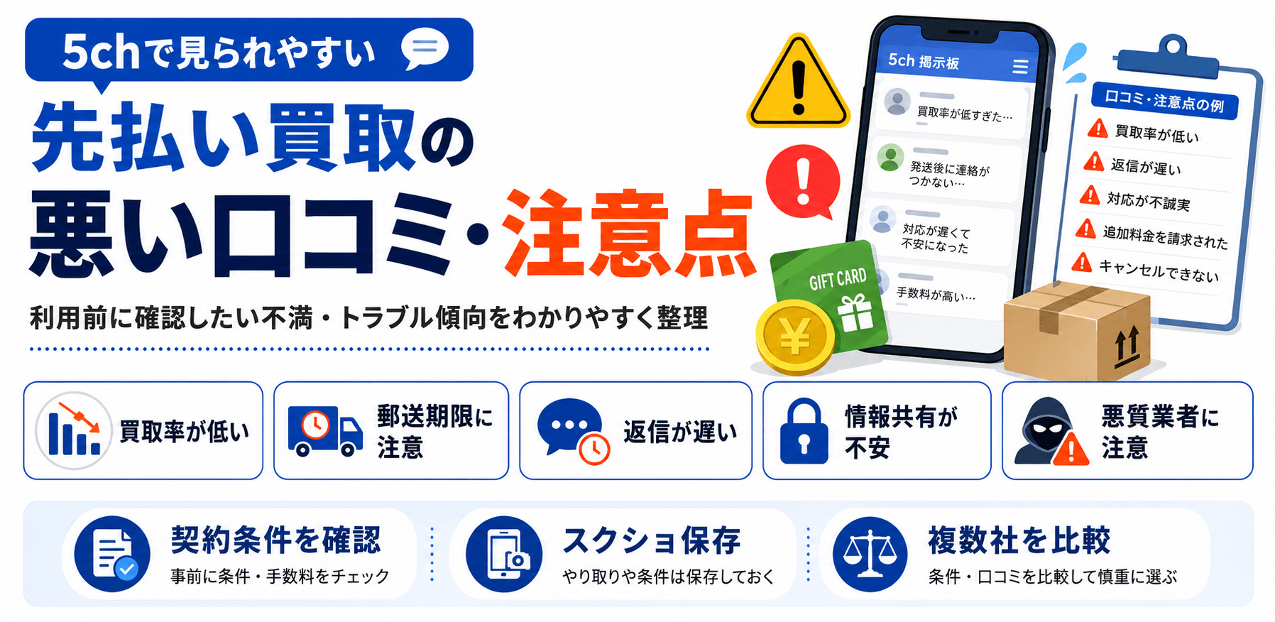 5chで見られやすい先払い買取の悪い口コミ・注意点