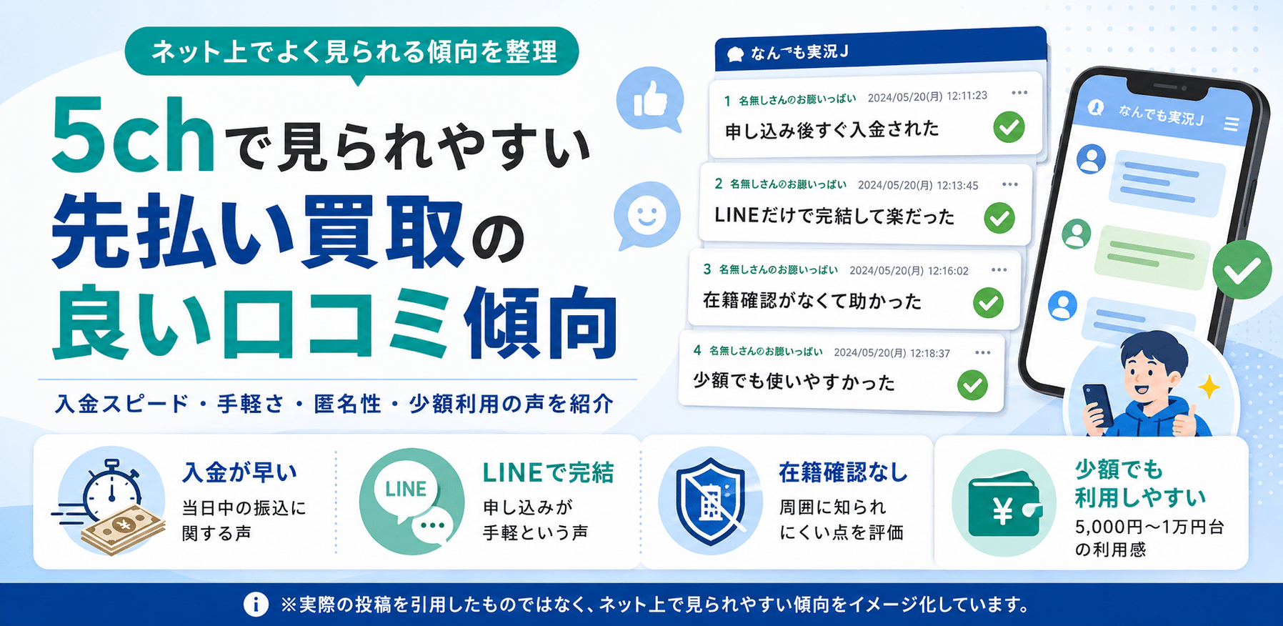 5chで見られやすい先払い買取の良い口コミ傾向